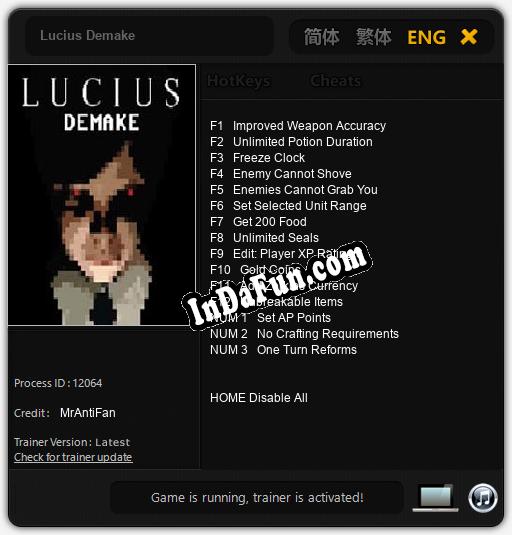 Trainer for Lucius Demake [v1.0.8]