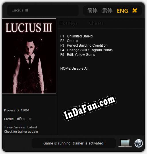 Trainer for Lucius III [v1.0.1]