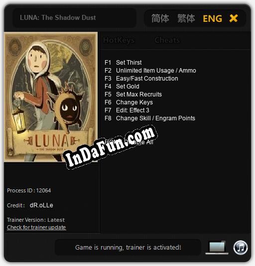 LUNA: The Shadow Dust: Cheats, Trainer +8 [dR.oLLe]