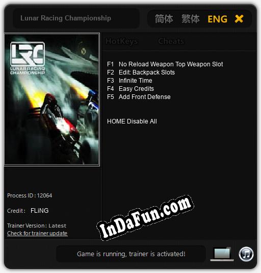 Trainer for Lunar Racing Championship [v1.0.7]