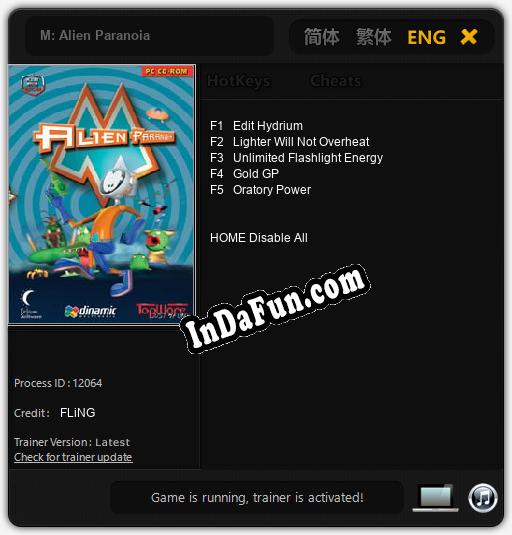 M: Alien Paranoia: TRAINER AND CHEATS (V1.0.37)