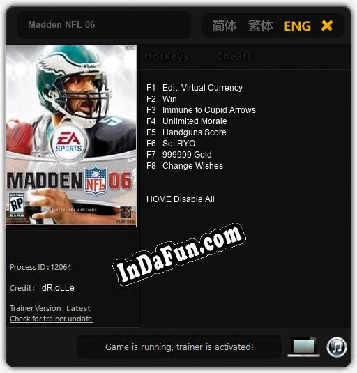 Madden NFL 06: Trainer +8 [v1.7]