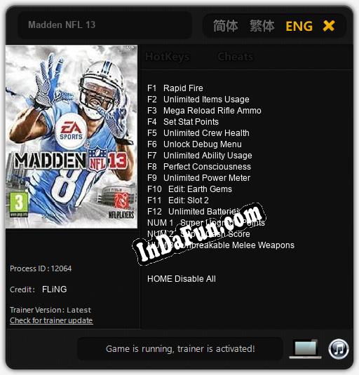 Madden NFL 13: TRAINER AND CHEATS (V1.0.38)