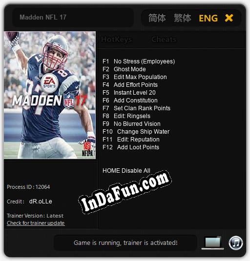 Madden NFL 17: Trainer +12 [v1.5]