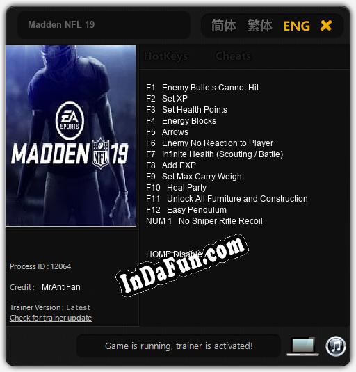 Trainer for Madden NFL 19 [v1.0.1]