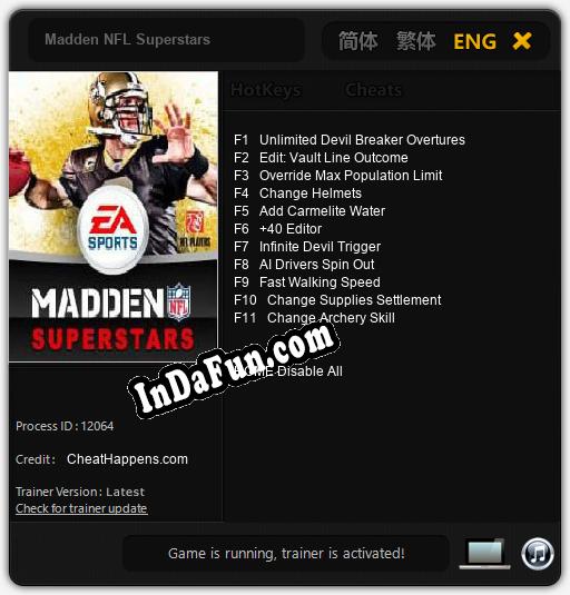 Madden NFL Superstars: Trainer +11 [v1.2]