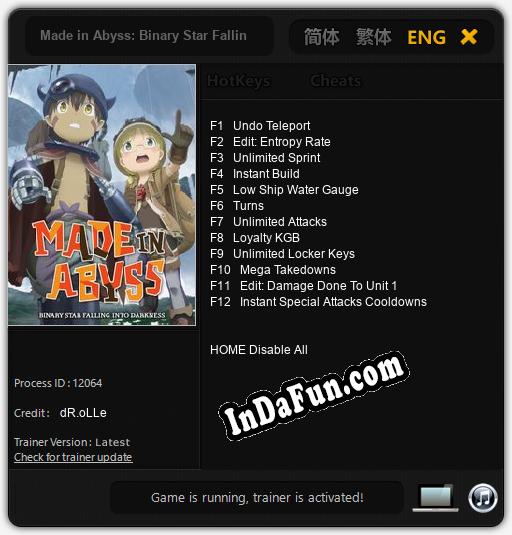 Made in Abyss: Binary Star Falling into Darkness: Cheats, Trainer +12 [dR.oLLe]