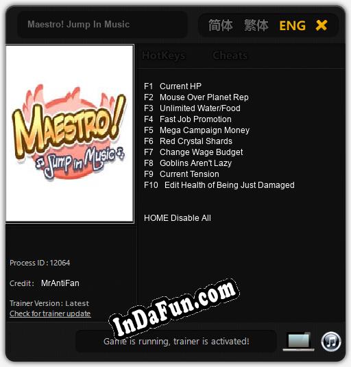 Trainer for Maestro! Jump In Music [v1.0.8]