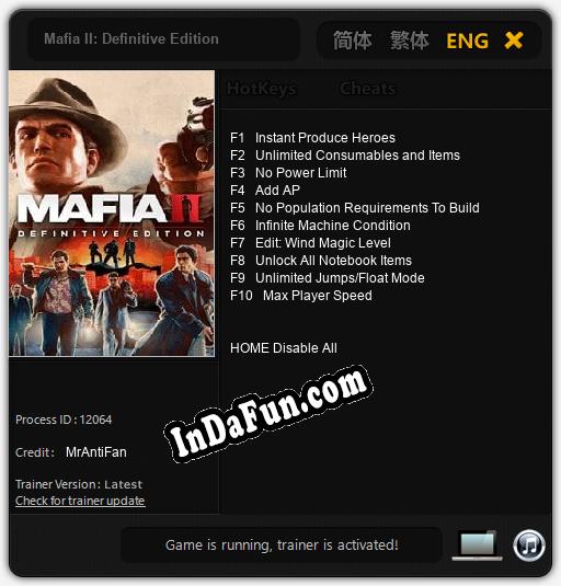 Mafia II: Definitive Edition: Trainer +10 [v1.9]