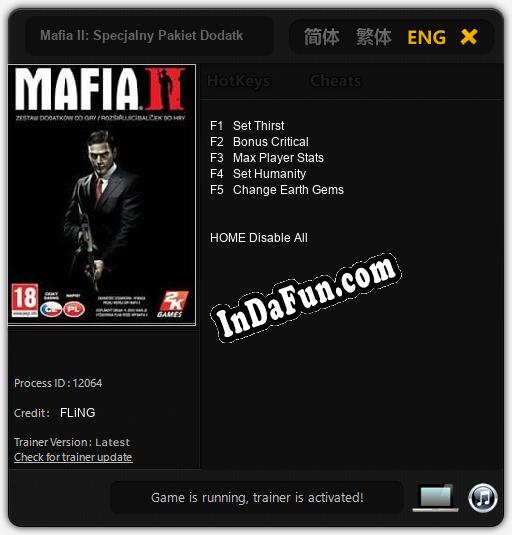 Mafia II: Specjalny Pakiet Dodatkow: TRAINER AND CHEATS (V1.0.33)