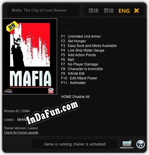 Mafia: The City of Lost Heaven: Trainer +11 [v1.5]