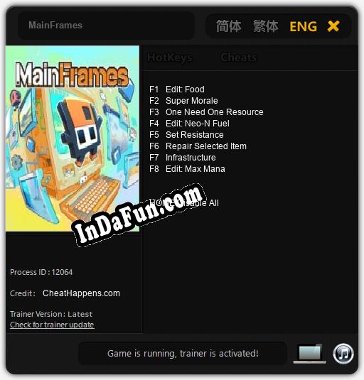 MainFrames: Trainer +8 [v1.2]