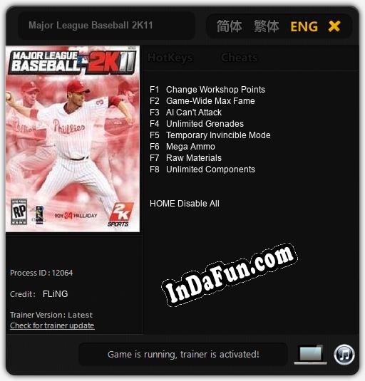 Major League Baseball 2K11: TRAINER AND CHEATS (V1.0.28)