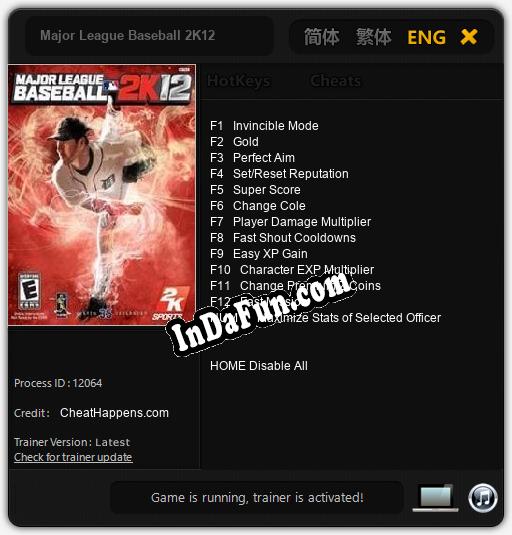 Major League Baseball 2K12: TRAINER AND CHEATS (V1.0.43)