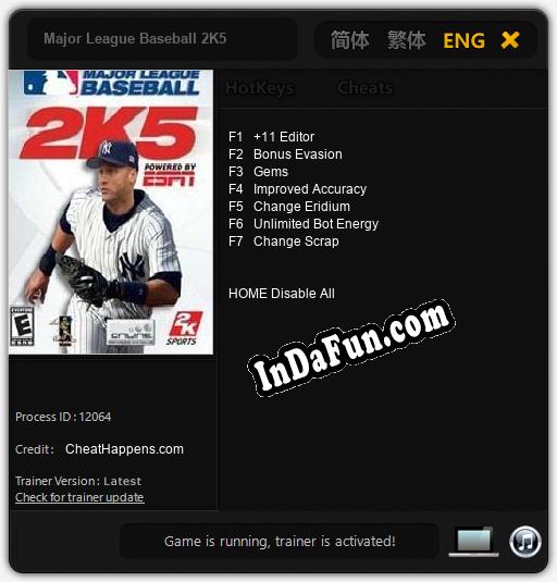 Major League Baseball 2K5: Trainer +7 [v1.3]