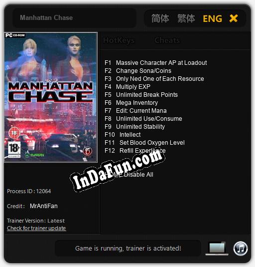 Manhattan Chase: Cheats, Trainer +12 [MrAntiFan]