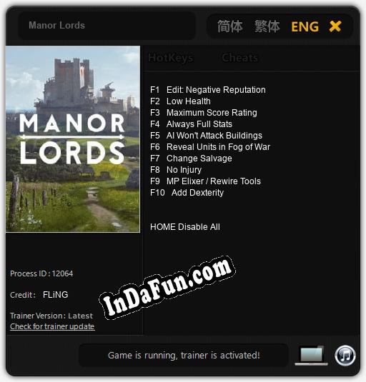 Manor Lords: Trainer +10 [v1.3]