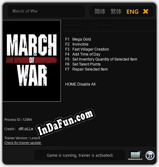 March of War: Trainer +7 [v1.4]