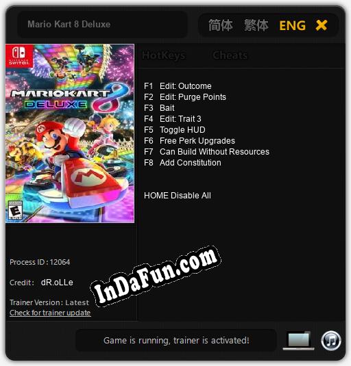 Trainer for Mario Kart 8 Deluxe [v1.0.1]