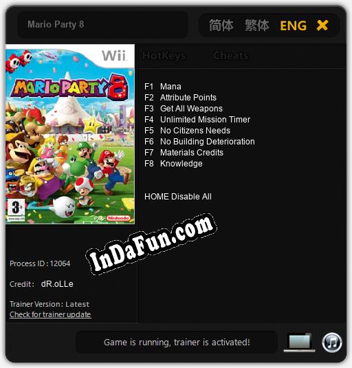 Mario Party 8: TRAINER AND CHEATS (V1.0.98)