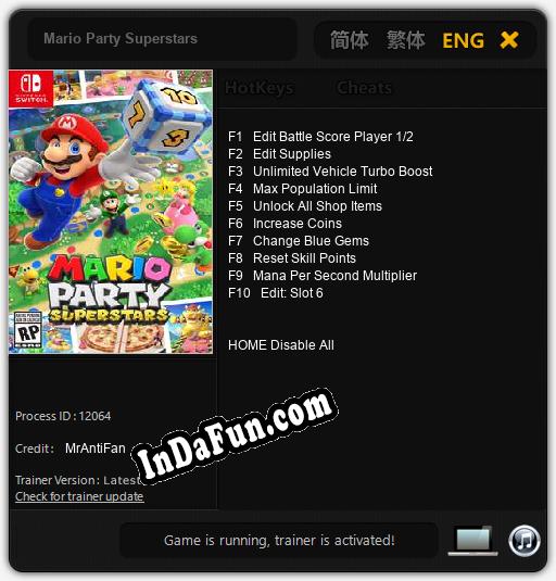 Trainer for Mario Party Superstars [v1.0.6]