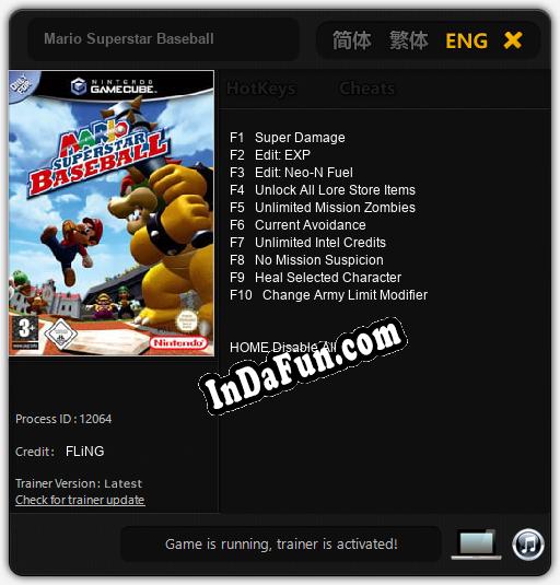 Mario Superstar Baseball: Cheats, Trainer +10 [FLiNG]