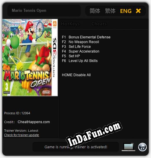 Mario Tennis Open: TRAINER AND CHEATS (V1.0.52)