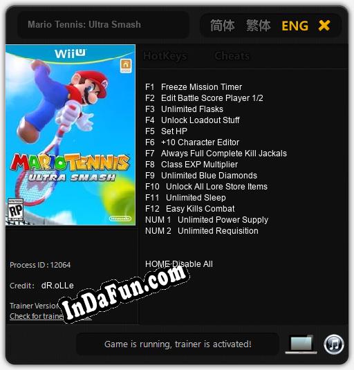 Mario Tennis: Ultra Smash: Cheats, Trainer +14 [dR.oLLe]