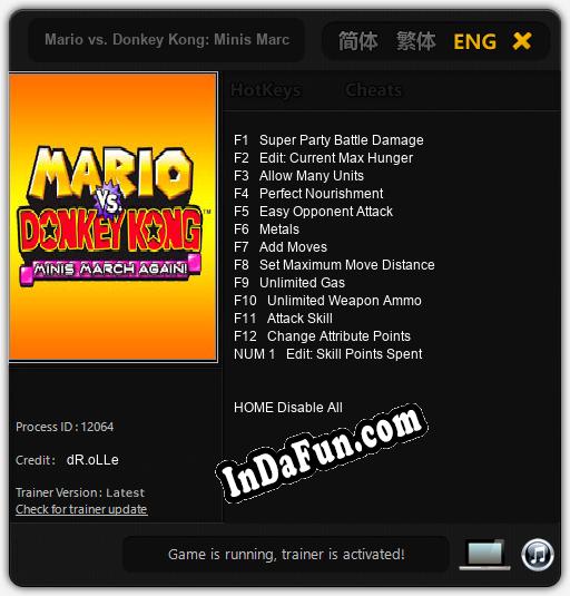 Mario vs. Donkey Kong: Minis March Again!: TRAINER AND CHEATS (V1.0.40)