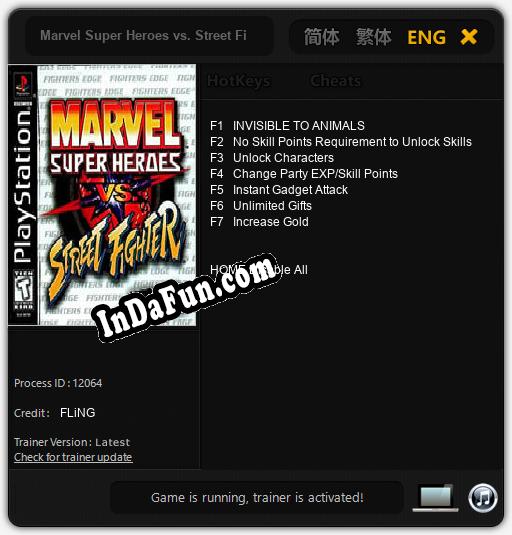 Marvel Super Heroes vs. Street Fighter: TRAINER AND CHEATS (V1.0.37)