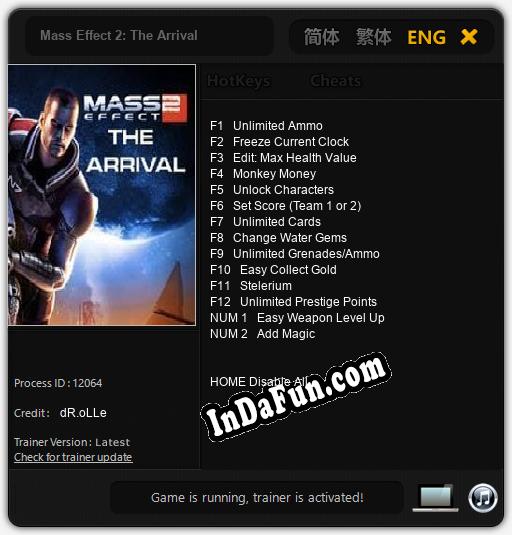 Mass Effect 2: The Arrival: TRAINER AND CHEATS (V1.0.15)