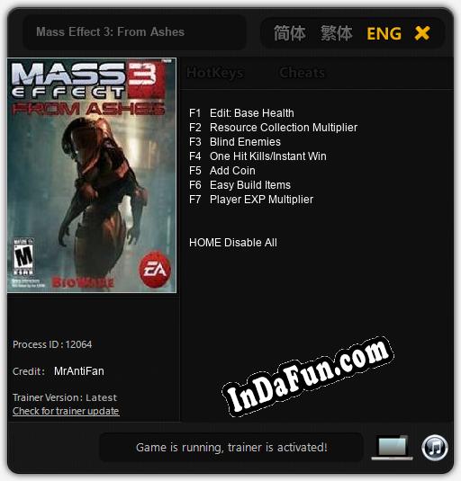 Mass Effect 3: From Ashes: Cheats, Trainer +7 [MrAntiFan]