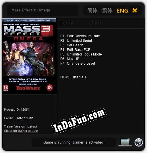 Mass Effect 3: Omega: TRAINER AND CHEATS (V1.0.29)