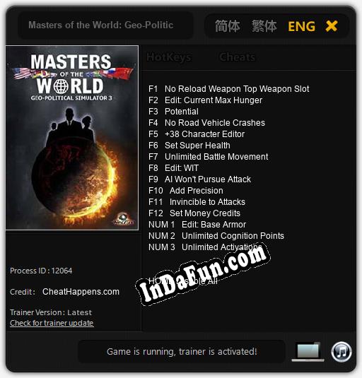 Masters of the World: Geo-Political Simulator 3: TRAINER AND CHEATS (V1.0.36)