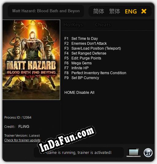 Matt Hazard: Blood Bath and Beyond: TRAINER AND CHEATS (V1.0.92)