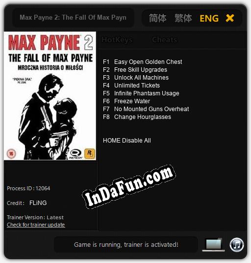 Trainer for Max Payne 2: The Fall Of Max Payne [v1.0.5]