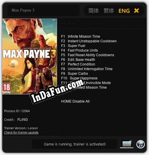 Max Payne 3: Cheats, Trainer +12 [FLiNG]