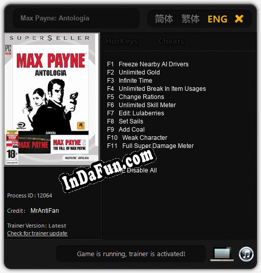 Max Payne: Antologia: TRAINER AND CHEATS (V1.0.2)