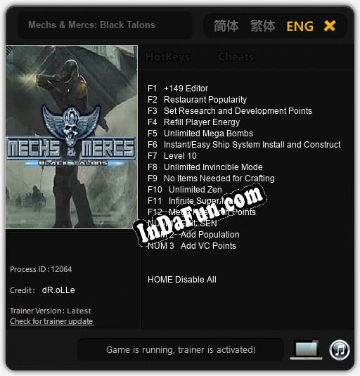 Trainer for Mechs & Mercs: Black Talons [v1.0.1]