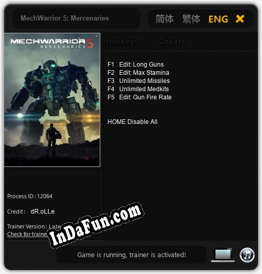 Trainer for MechWarrior 5: Mercenaries [v1.0.6]