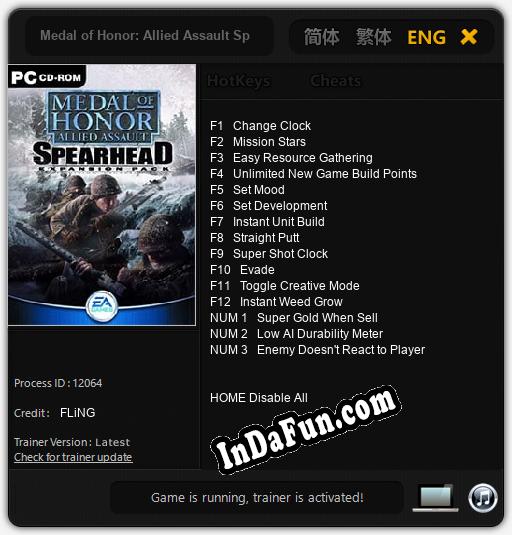 Medal of Honor: Allied Assault Spearhead: TRAINER AND CHEATS (V1.0.4