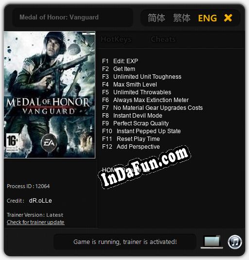 Medal of Honor: Vanguard: TRAINER AND CHEATS (V1.0.77)