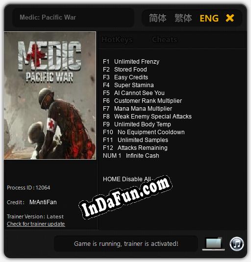 Trainer for Medic: Pacific War [v1.0.6]