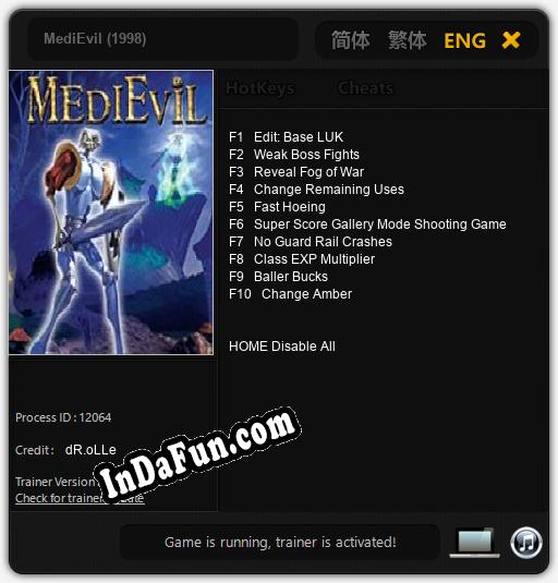 MediEvil (1998): Cheats, Trainer +10 [dR.oLLe]