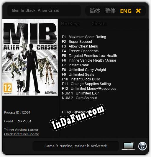 Trainer for Men In Black: Alien Crisis [v1.0.8]