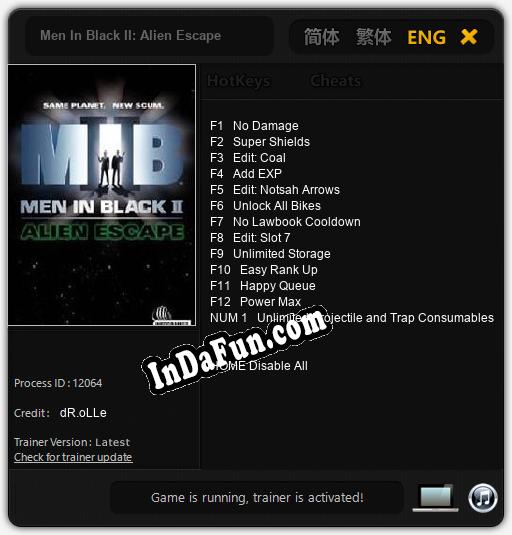 Men In Black II: Alien Escape: Cheats, Trainer +13 [dR.oLLe]