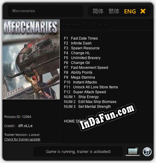 Trainer for Mercenaries [v1.0.3]