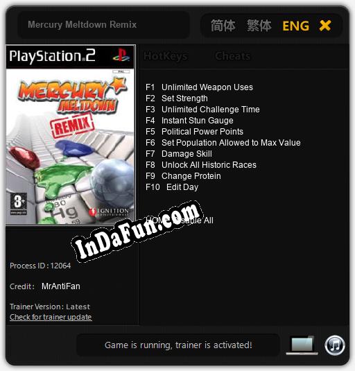 Mercury Meltdown Remix: Cheats, Trainer +10 [MrAntiFan]