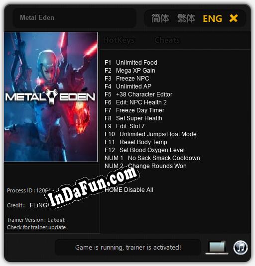 Trainer for Metal Eden [v1.0.8]