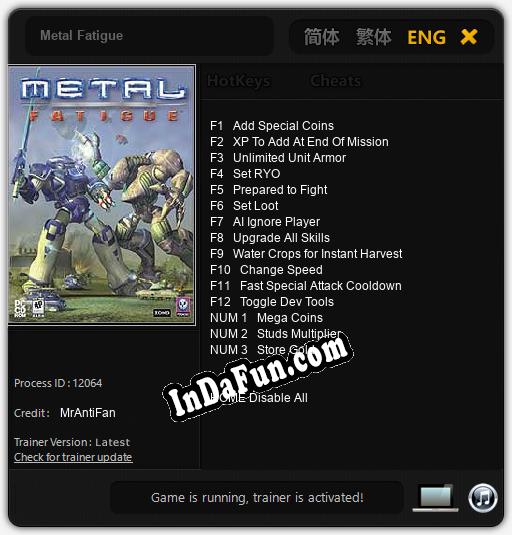 Metal Fatigue: TRAINER AND CHEATS (V1.0.19)